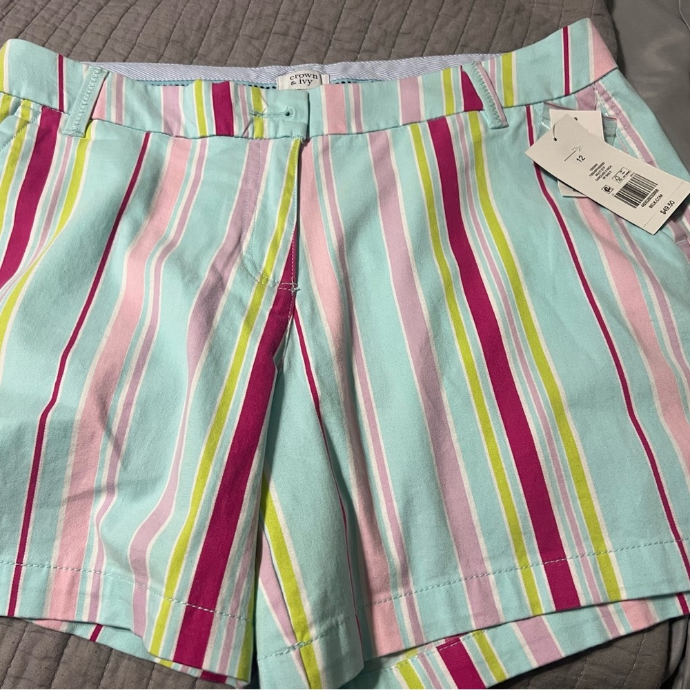 Crown and Ivy striped shorts. Size 12